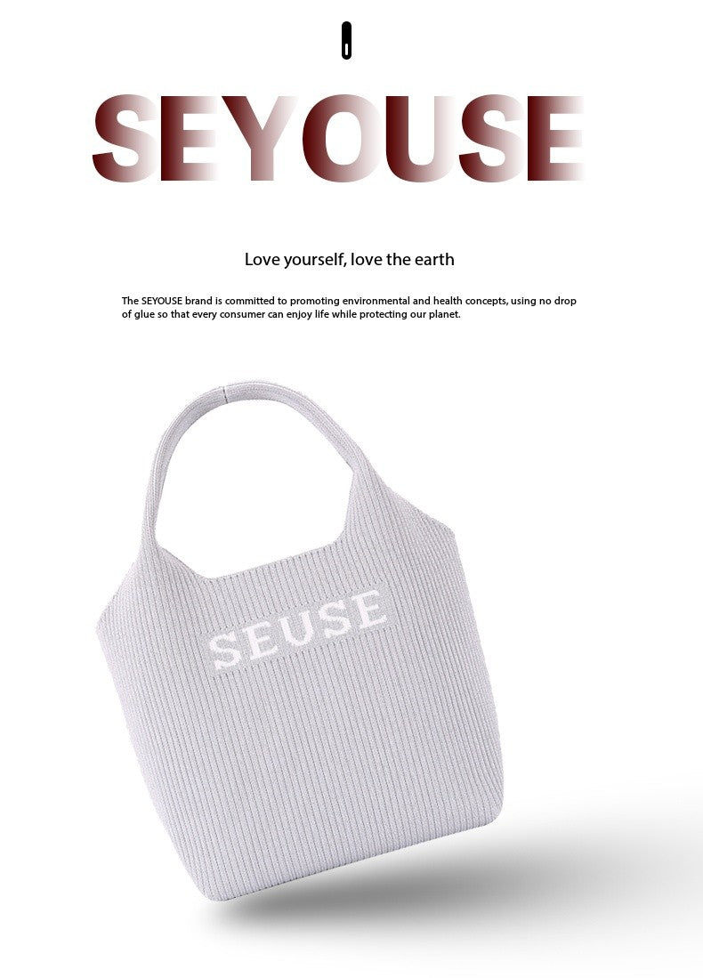 SEUSE Silver-Colored Vegetable Basket Bag Versatile, Durable, Simple Style with Elastic Closure Fabric