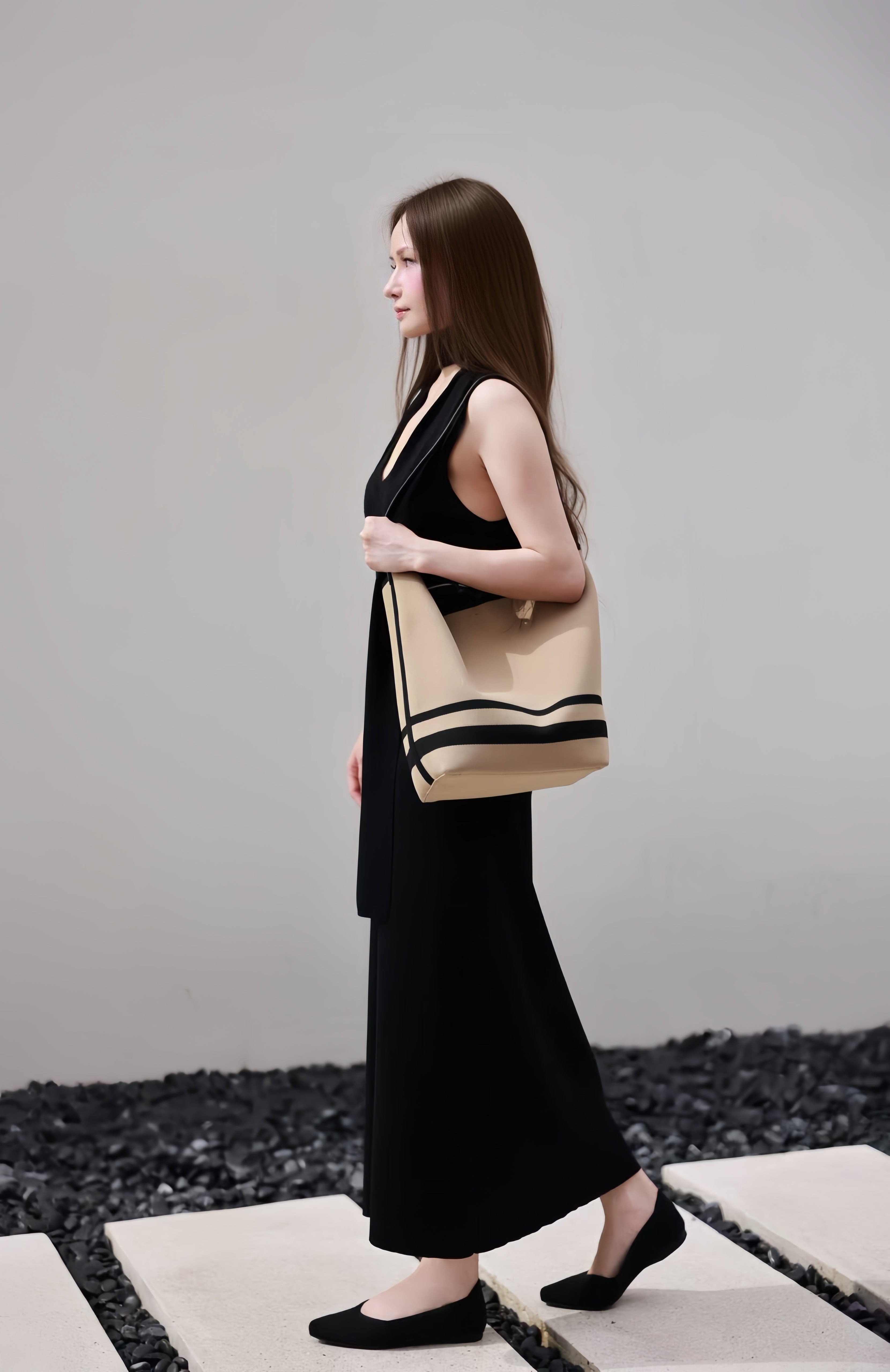 [SEUSE] Woven Leather Luxury Simple Classic Lightweight Bucket Bag