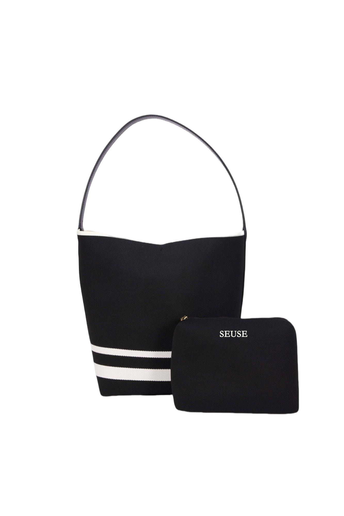 [SEUSE] Woven Leather Luxury Simple Classic Lightweight Bucket Bag