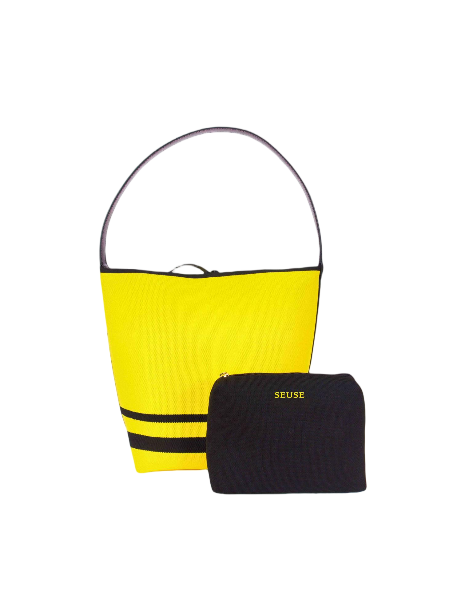 [SEUSE] Woven Leather Luxury Simple Classic Lightweight Bucket Bag