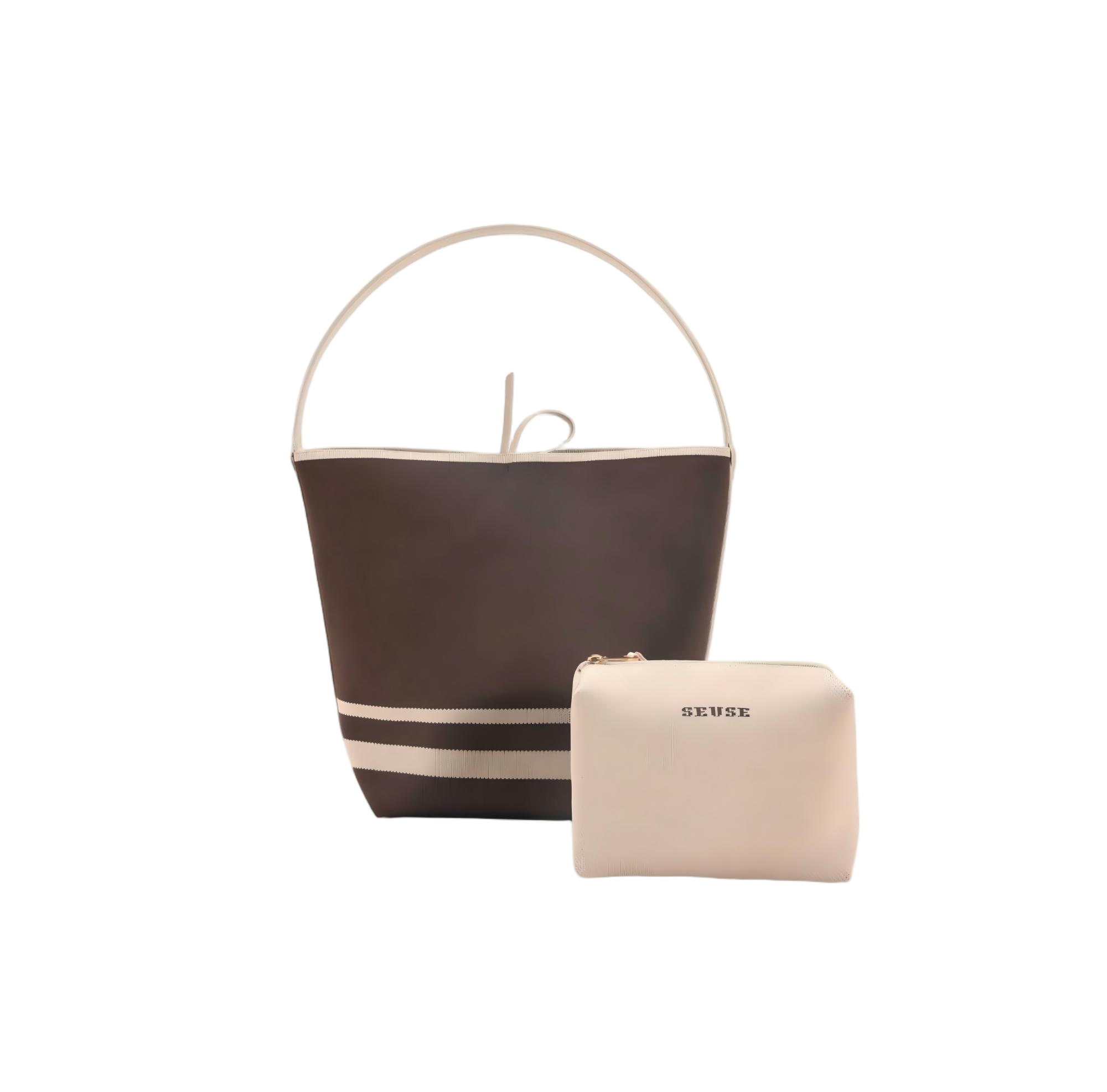 [SEUSE] Woven Leather Luxury Simple Classic Lightweight Bucket Bag