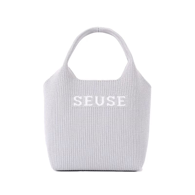 SEUSE Silver-Colored Vegetable Basket Bag Versatile, Durable, Simple Style with Elastic Closure Fabric