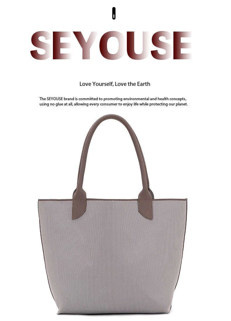 SEUSE (Send Zero Wallet) Lady's Large Tote Bag Shoulder-Strap Fashionable Simple Commuting Versatile Small Color Solid