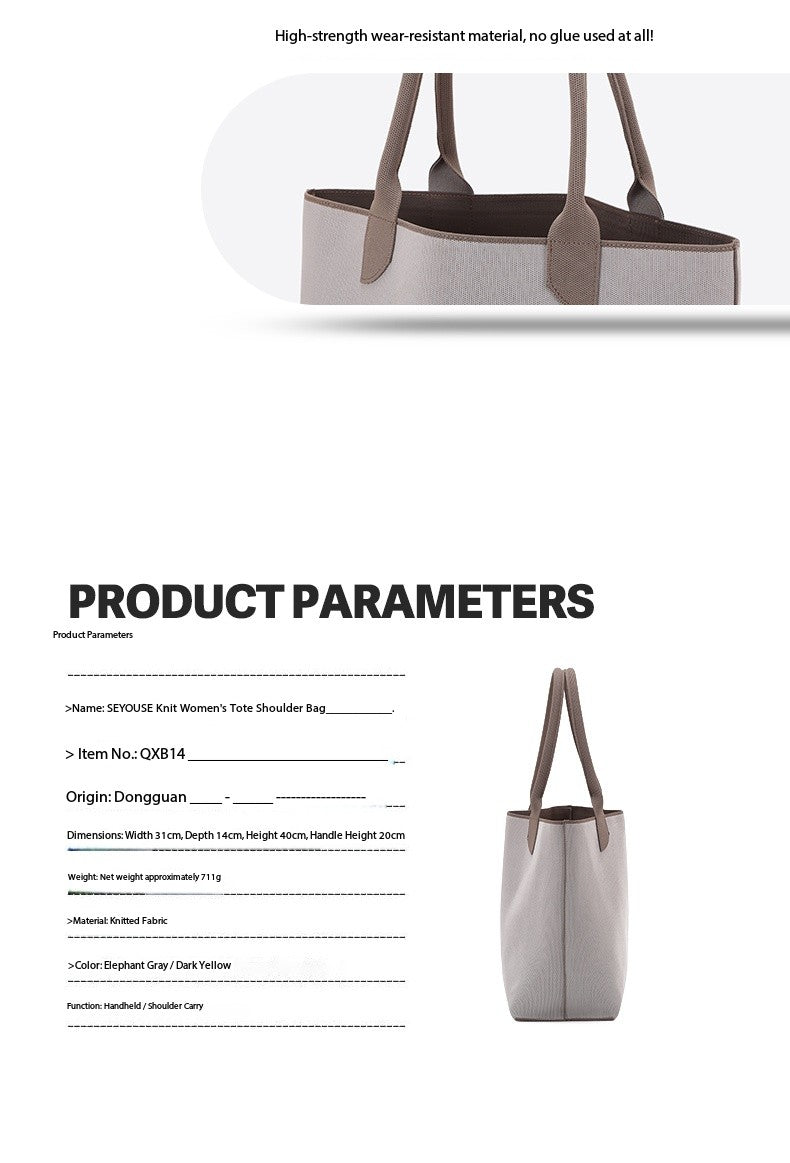 SEUSE (Send Zero Wallet) Lady's Large Tote Bag Shoulder-Strap Fashionable Simple Commuting Versatile Small Color Solid