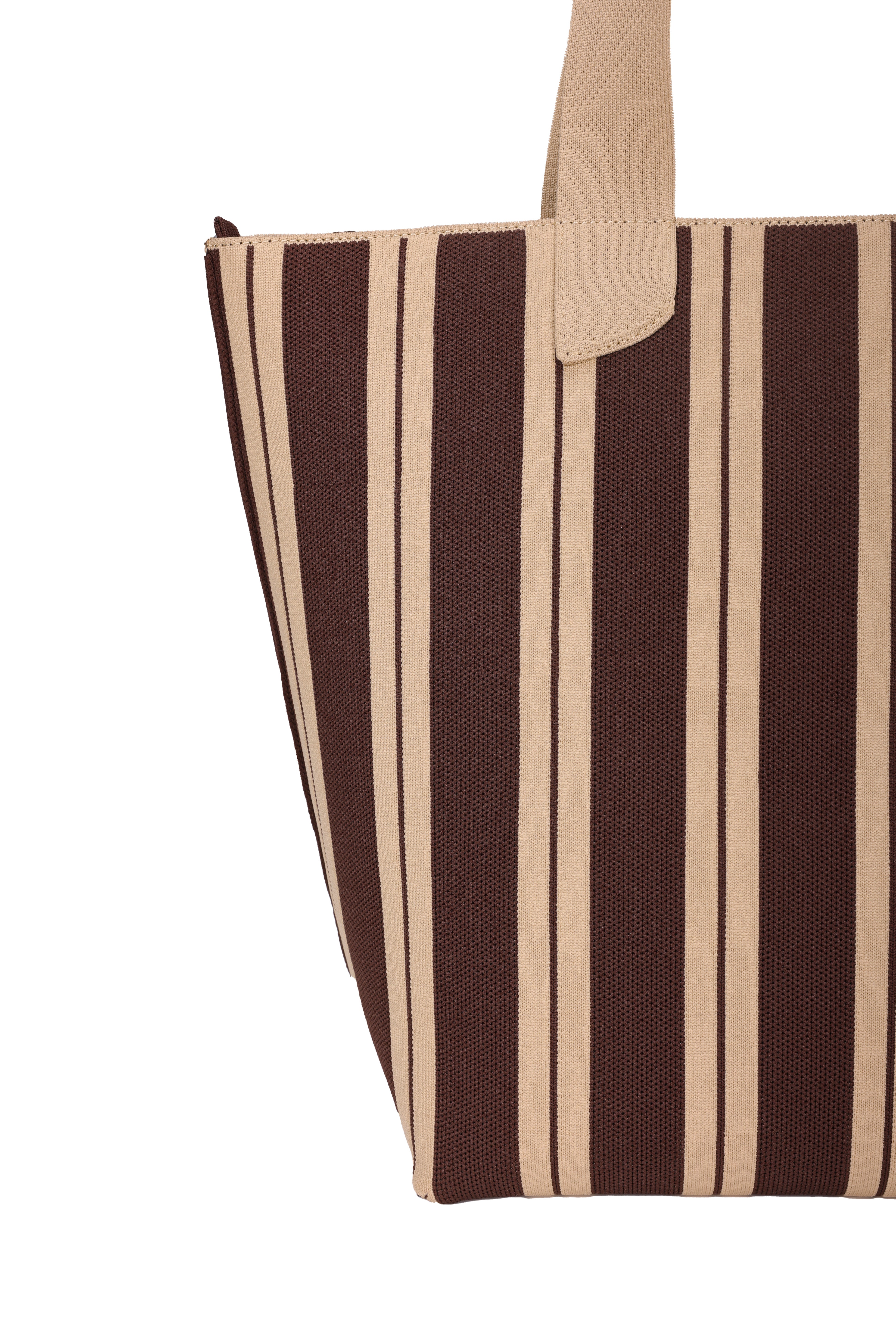 [SEUSE] Woven lightweight stripe color-block minimalist design large capacity handbag