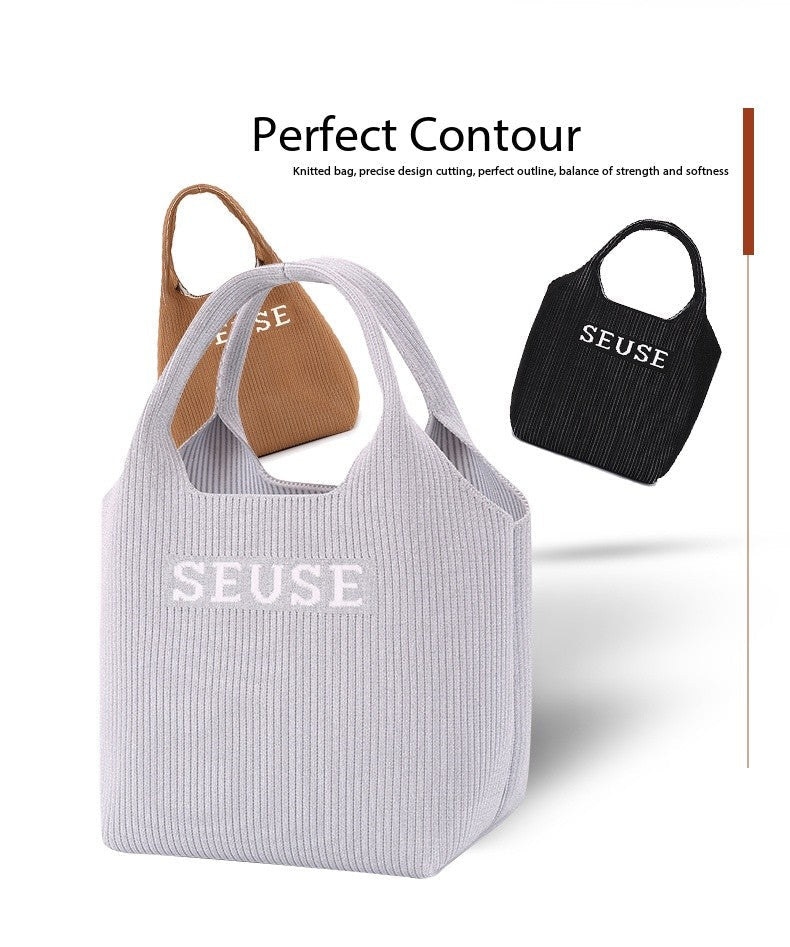SEUSE Silver-Colored Vegetable Basket Bag Versatile, Durable, Simple Style with Elastic Closure Fabric