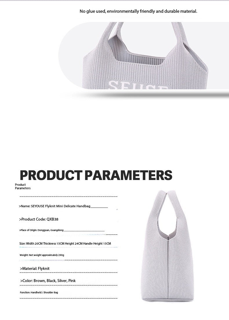 SEUSE Silver-Colored Vegetable Basket Bag Versatile, Durable, Simple Style with Elastic Closure Fabric