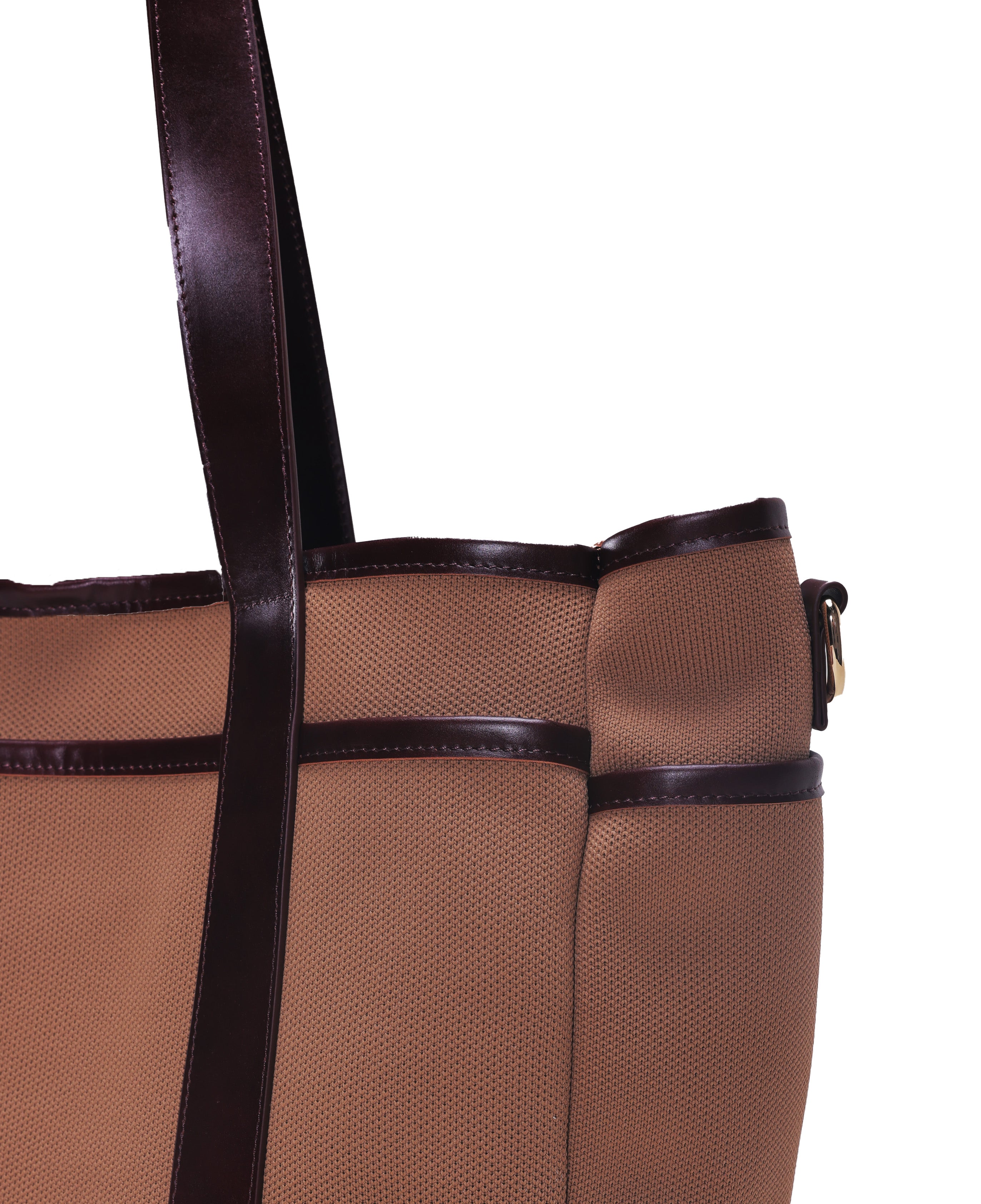 [SEUSE] New custom-made tote bag made of leather with a waxed texture, featuring a patchwork design and a large capacity.