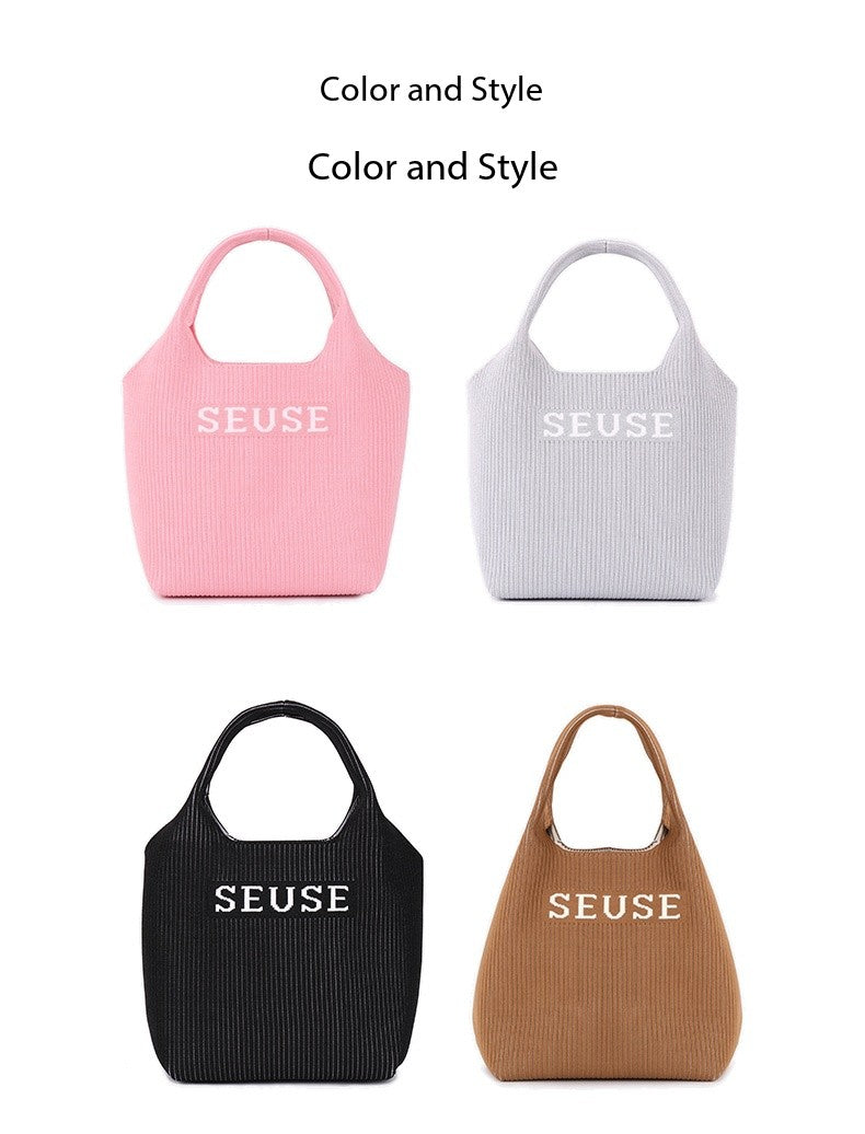 SEUSE Silver-Colored Vegetable Basket Bag Versatile, Durable, Simple Style with Elastic Closure Fabric