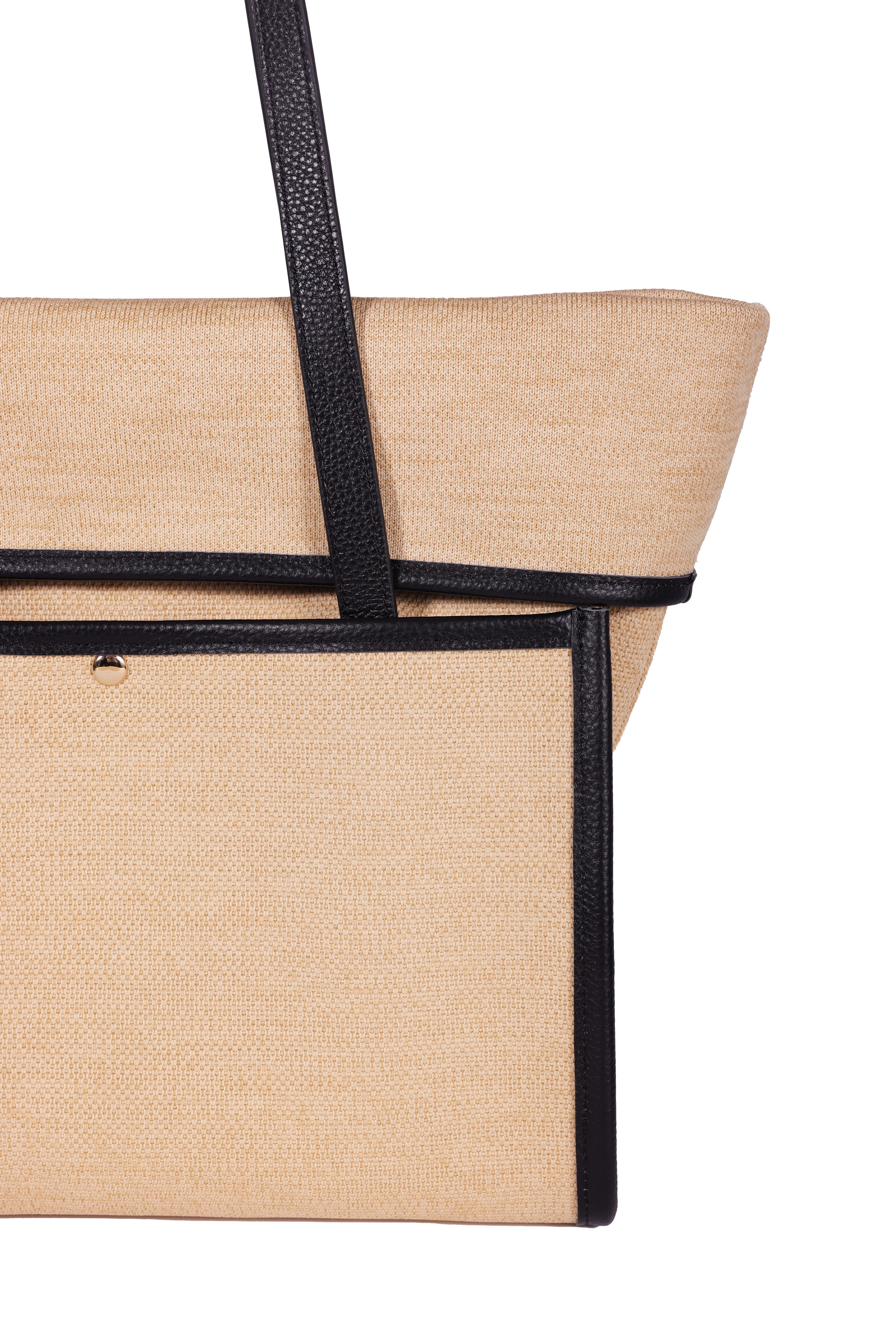 [SEUSE] Woven Leather Luxury Simple Foldable Large Capacity Lightweight Shoulder Classic Tote Bag