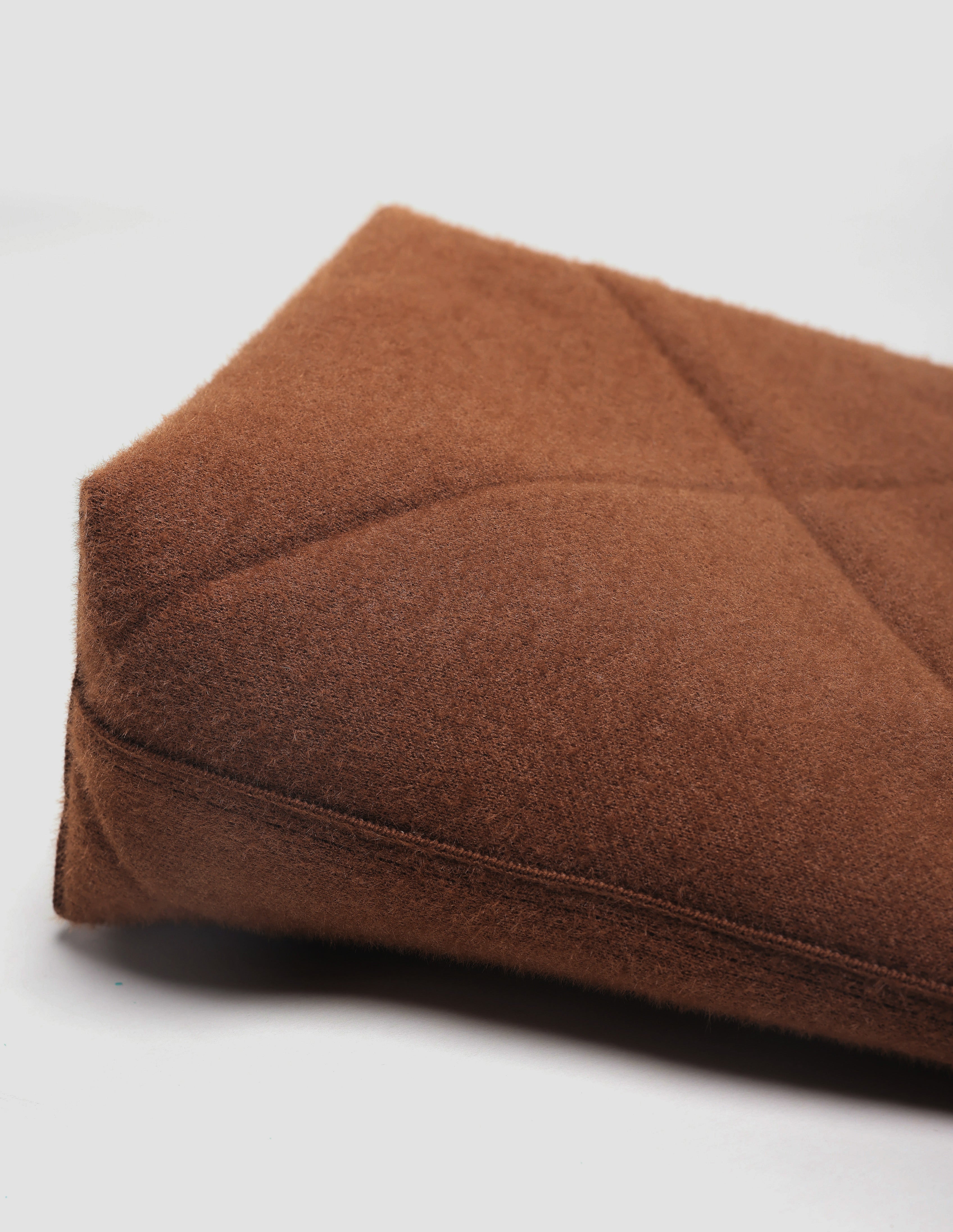 [SEUSE] Autumn and Winter Wool Blended Yarn Leather Patchwork Geometric Fashion High-End Minimalist Tote Bag