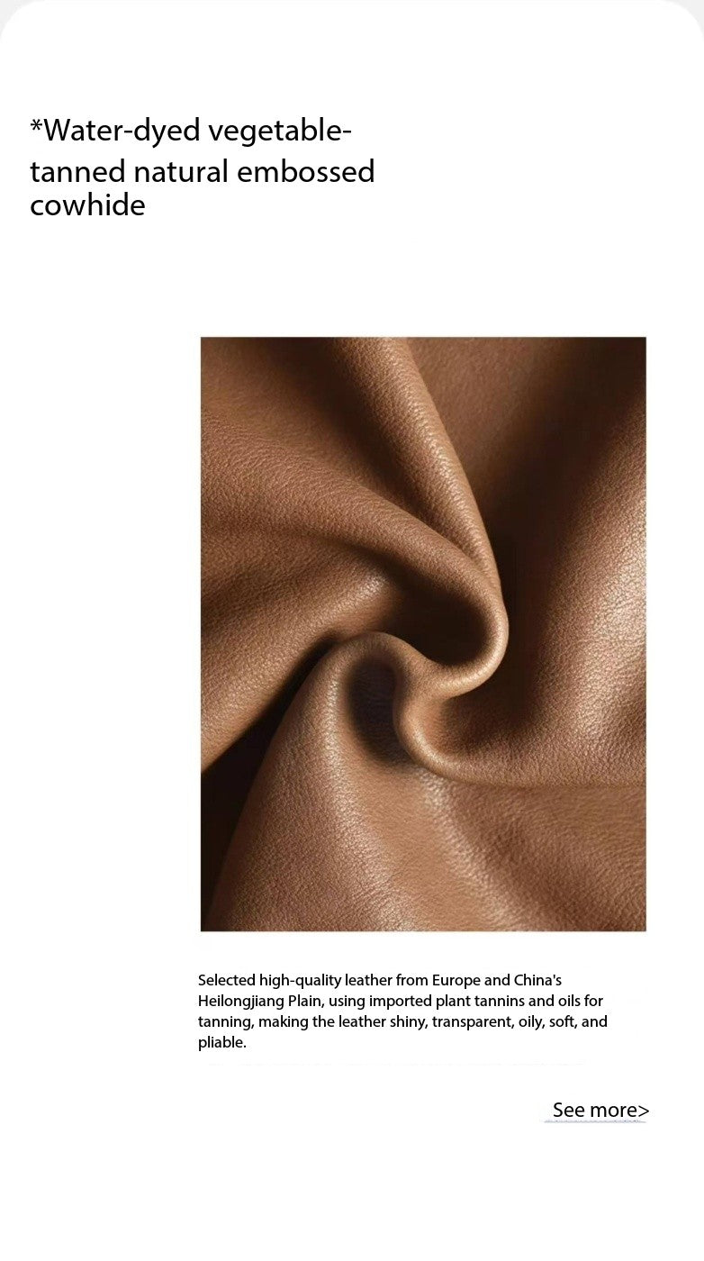 [SEUSE] New custom-made tote bag made of leather with a waxed texture, featuring a patchwork design and a large capacity.