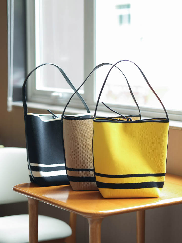 [SEUSE] Woven Leather Luxury Simple Classic Lightweight Bucket Bag