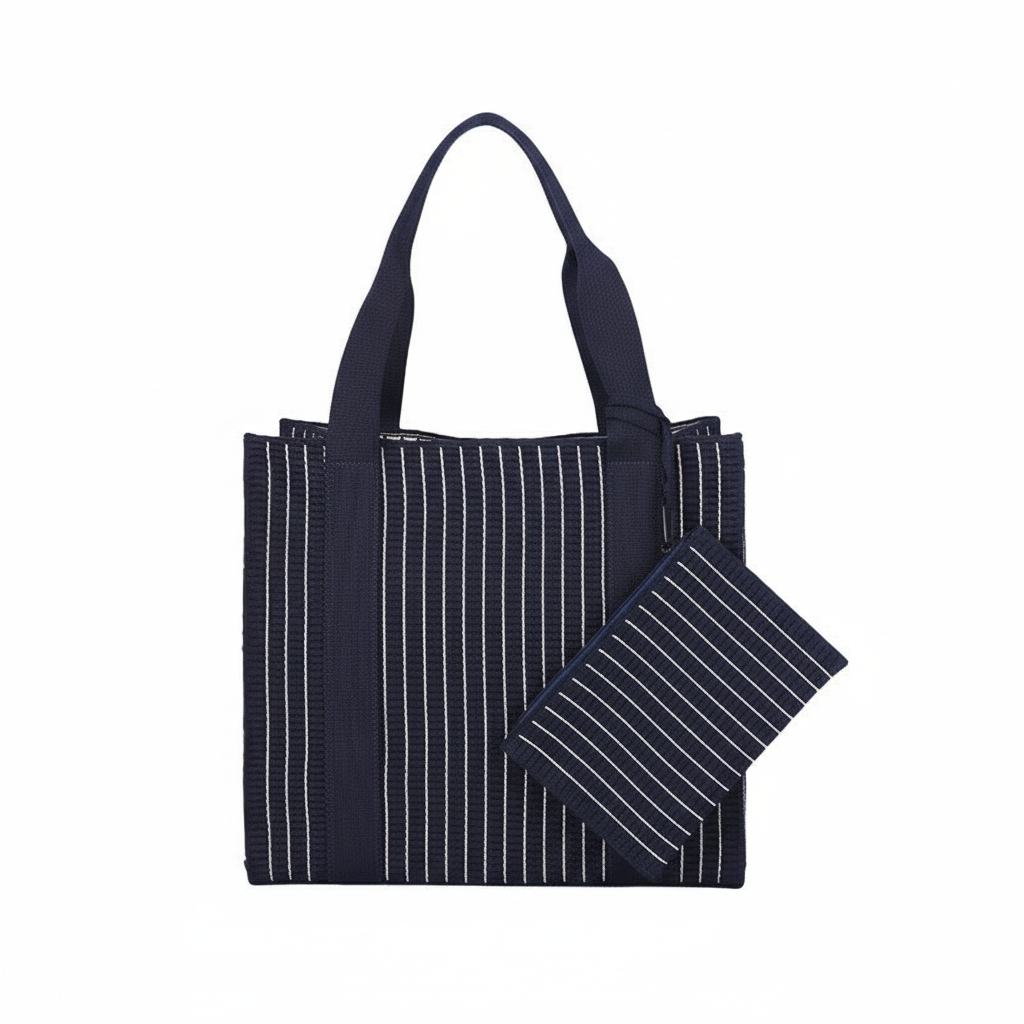 SEUSE | Commuting Casual Woven Lightweight Striped Tote Bag Versatile and