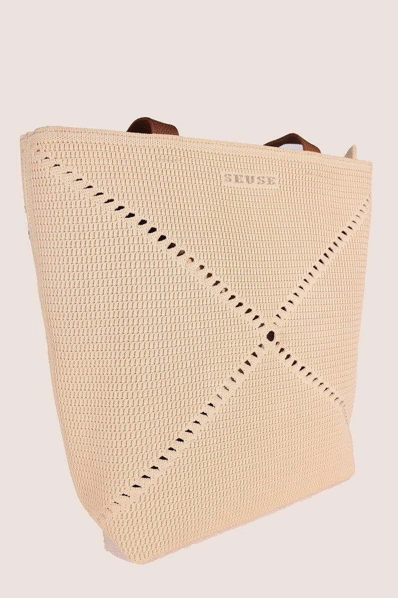 SEUSE Fold Tote Series | Woven Lightweight Foldable Minimalist Tote Handbag for Business and Casual Use