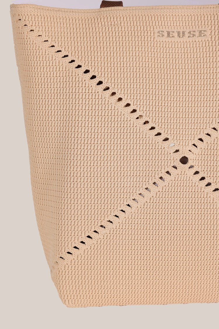 SEUSE Fold Tote Series | Woven Lightweight Foldable Minimalist Tote Handbag for Business and Casual Use