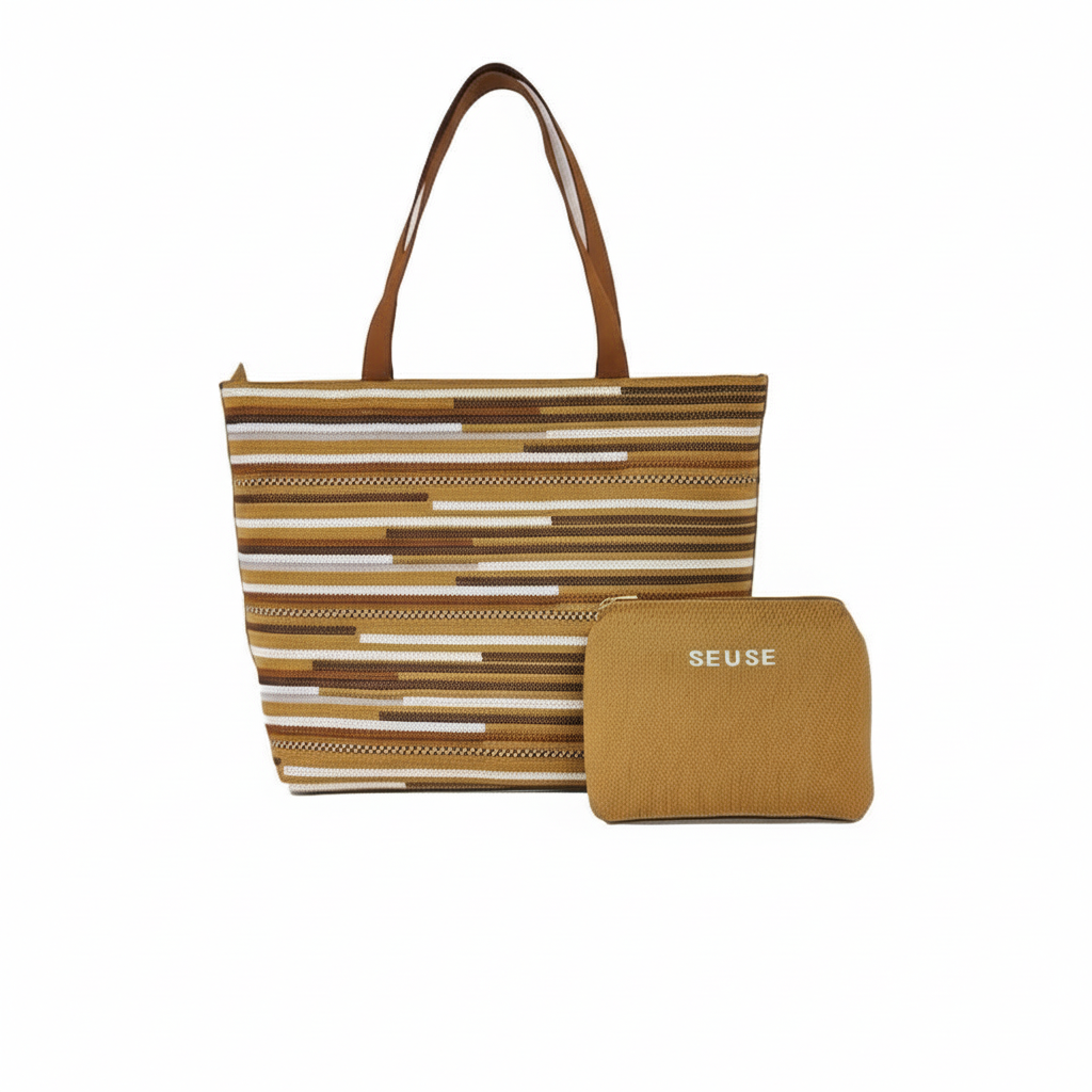 SEUSE | Light and Pleasant Stripe Series | Spring/Summer Casual Striped Tote Bag with a Fun, Large Capacity, Comfortable, and Versatile Design